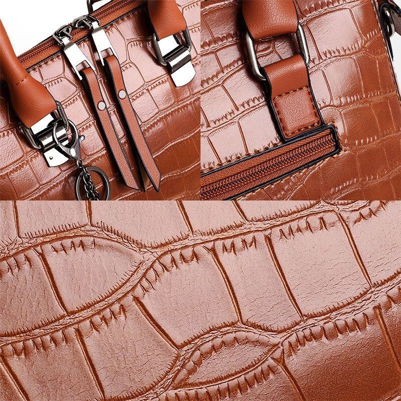 Dame 4 Stk Imiteret Læder Blødt Ensfarvet Jakkesæt Håndtaske Crossbody Taske Clutch Taske Kort Tegnebog