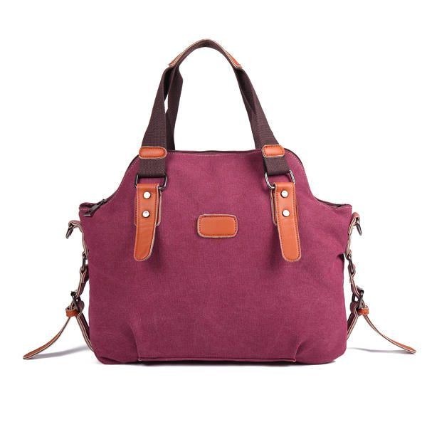 Dame Canvas Casual Vintage Stor Kapacitet Canvas Håndtaske Skuldertaske Crossbody Tasker