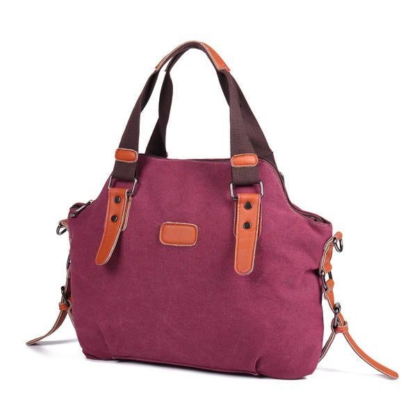 Dame Canvas Casual Vintage Stor Kapacitet Canvas Håndtaske Skuldertaske Crossbody Tasker