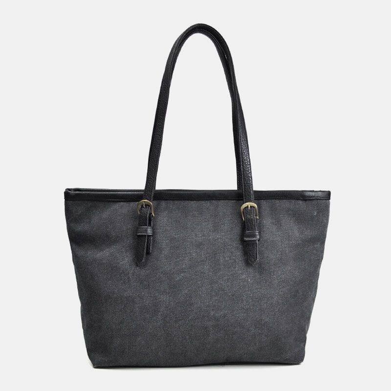Dame Canvas Etnisk Stil Broderet Blomster Håndtaske Med Stor Kapacitet Skuldertaske Tote