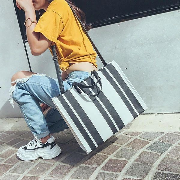 Dame Canvas Leisure Tote Bag Håndtaske Crossbody Taske