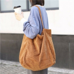 Dame Corduroy Vintage Shoppingtaske Med Stor Kapacitet Skuldertaske Håndtaske