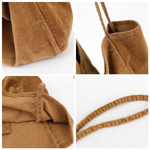 Dame Corduroy Vintage Shoppingtaske Med Stor Kapacitet Skuldertaske Håndtaske