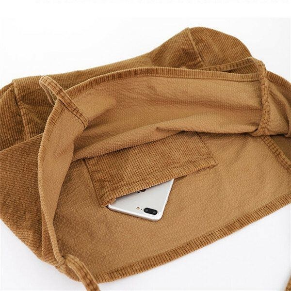 Dame Corduroy Vintage Shoppingtaske Med Stor Kapacitet Skuldertaske Håndtaske