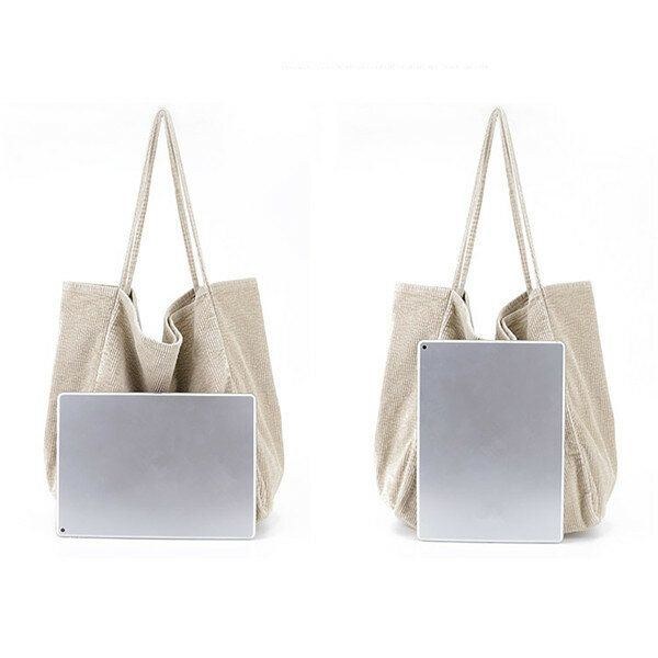 Dame Corduroy Vintage Shoppingtaske Med Stor Kapacitet Skuldertaske Håndtaske