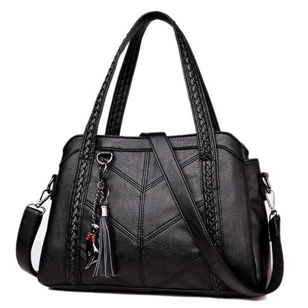 Dame Elegant Soft Pu Håndtaske Skuldertasker Crossbody Tasker