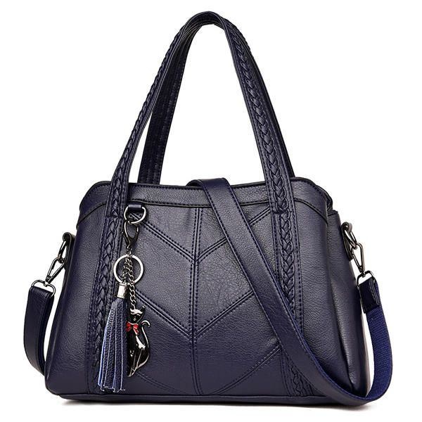 Dame Elegant Soft Pu Håndtaske Skuldertasker Crossbody Tasker