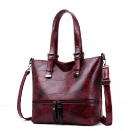 Dame Elegant Vintage Stor Kapacitet Håndtaske Skuldertaske