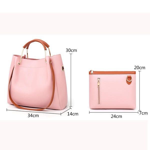 Dame Fritid Kunstlæder 2 Stk Bucket Bag Crossbody Taske