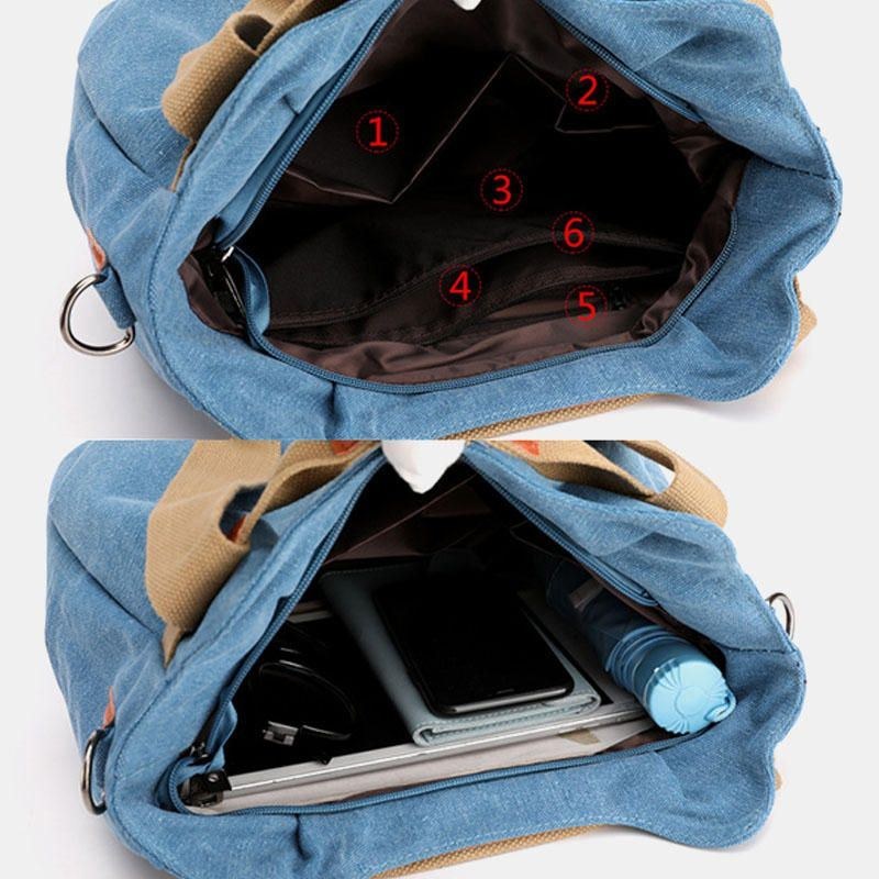 Dame Håndtaske I Lærred Med Stor Kapacitet Skuldertaske Crossbody-tasker