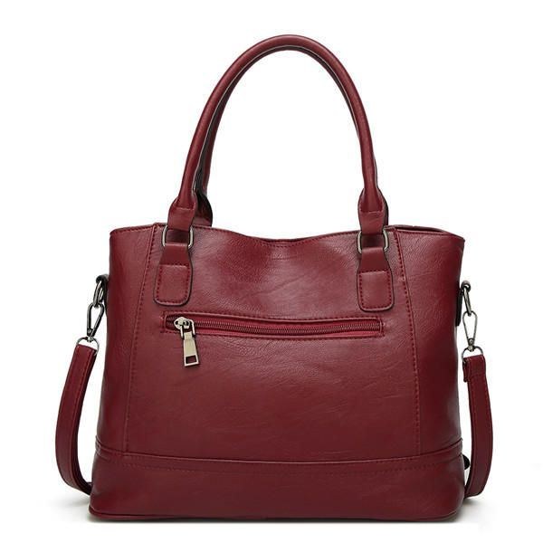 Dame Imiteret Læder Mulepose Med Stor Kapacitet Solid Håndtaske Fritid Crossbody Taske