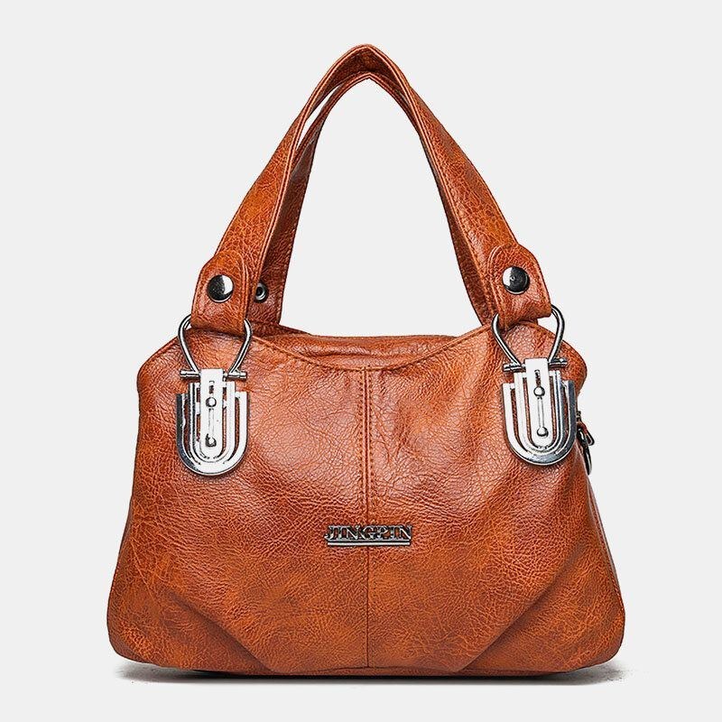 Dame Imiteret Læder Retro Business Shopping All-match Stor Kapacitet Multi-bære Håndtaske Tote Crossbody Taske