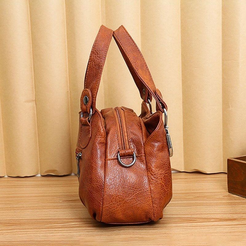Dame Imiteret Læder Retro Business Shopping All-match Stor Kapacitet Multi-bære Håndtaske Tote Crossbody Taske