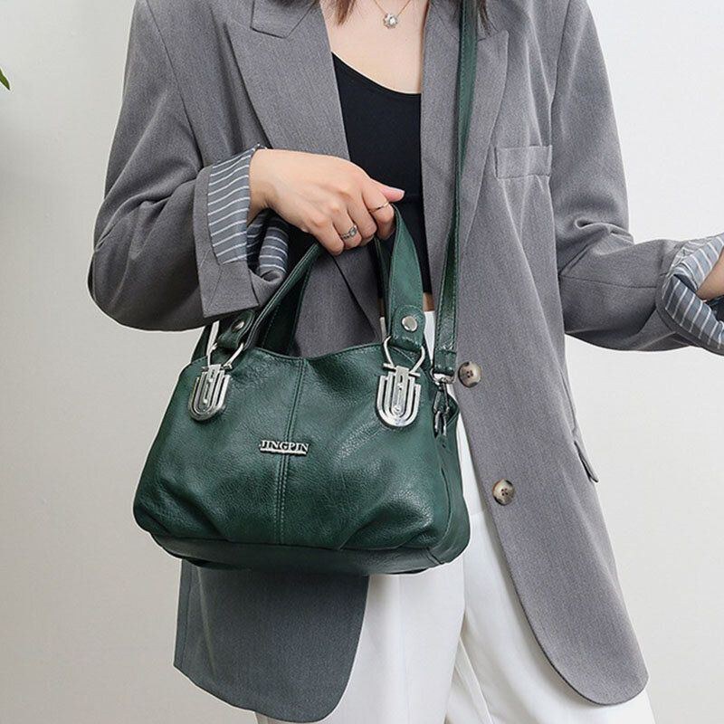 Dame Imiteret Læder Retro Business Shopping All-match Stor Kapacitet Multi-bære Håndtaske Tote Crossbody Taske