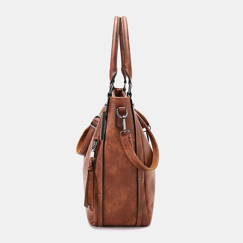 Dame Imiteret Læder Stor Kapacitet Ryg Tyverisikring Pocket Patchwork Håndtaske Crossbody Taske