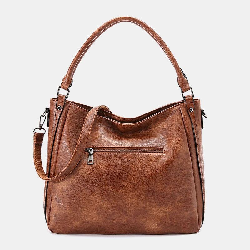 Dame Imiteret Læder Stor Kapacitet Ryg Tyverisikring Pocket Patchwork Håndtaske Crossbody Taske