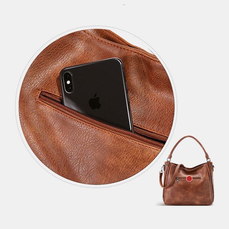 Dame Imiteret Læder Stor Kapacitet Ryg Tyverisikring Pocket Patchwork Håndtaske Crossbody Taske