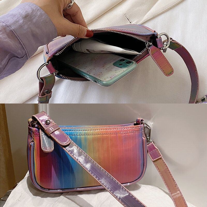 Dame Kontrastfarve Rainbow Creative Casual Tote Skuldertaske Håndtaske