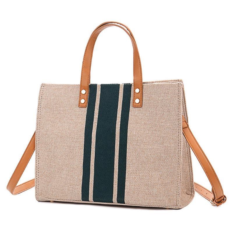 Dame Linen Fritid Håndtaske Med Stor Kapacitet Crossbody-taske