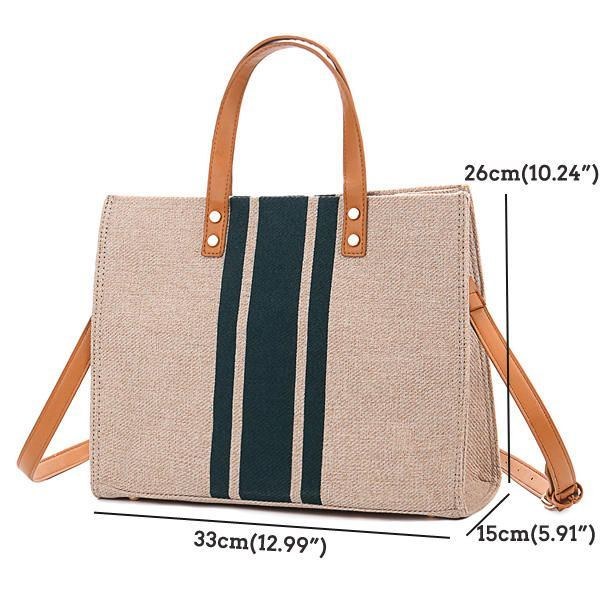 Dame Linen Fritid Håndtaske Med Stor Kapacitet Crossbody-taske