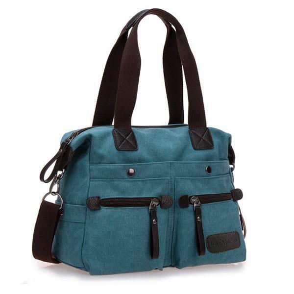 Dame Mænd Canvas Multi Pocket Håndtasker Casual Pude Skulder Crossbody Tasker