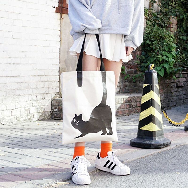 Dame Mode Casual Crossbody Taske Kattemønster Håndtaske Til Date Skole