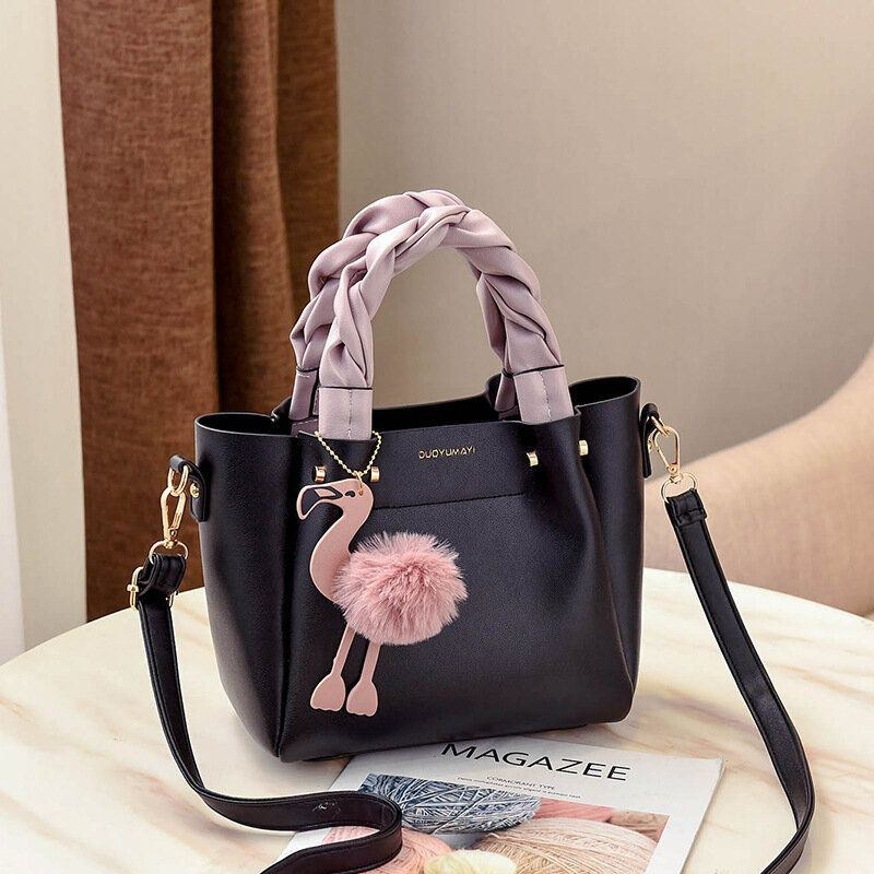 Dame Mode Håndtaske Crossbody Taske Skuldertaske Flamingo Vedhæng Tå