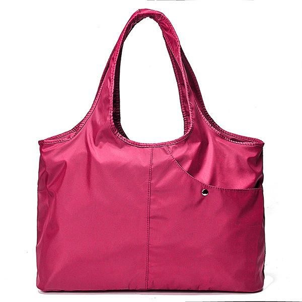 Dame Nylon Håndtaske Solid Tote Bag Multi Pocket Shopping Bag