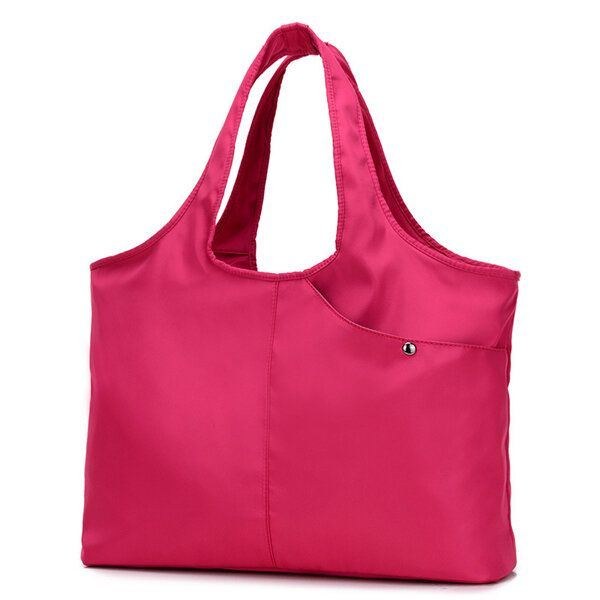Dame Nylon Håndtaske Solid Tote Bag Multi Pocket Shopping Bag