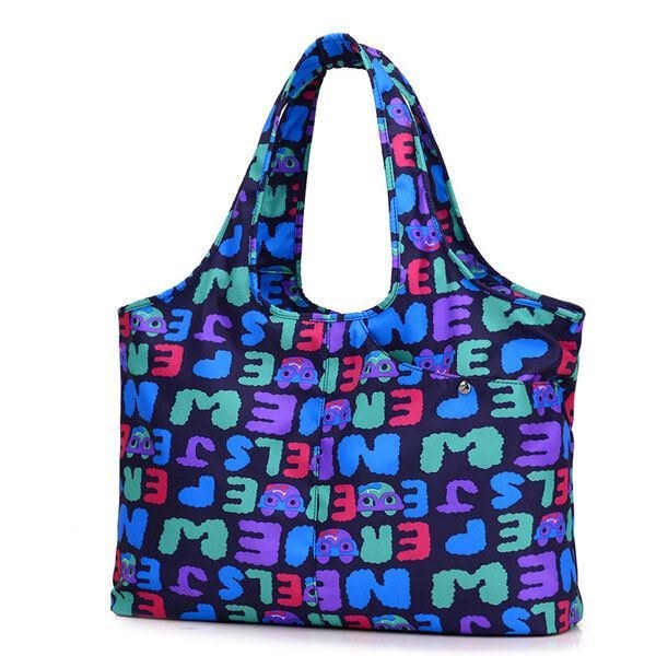 Dame Nylon Håndtaske Solid Tote Bag Multi Pocket Shopping Bag