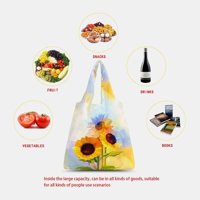 Dame Nylon Tie Dye Solsikkemønster Print Sommertaske Skuldertaske Håndtaske Tote