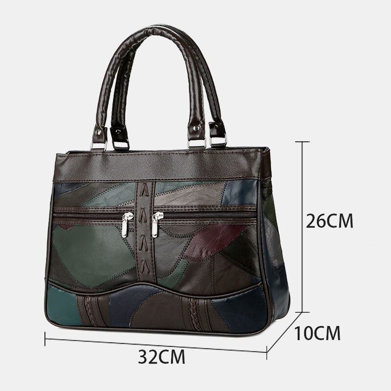 Dame Patchwork Ægte Læder Muleposer Håndtasker Med Stor Kapacitet Bohemian Vintage Crossbody-tasker