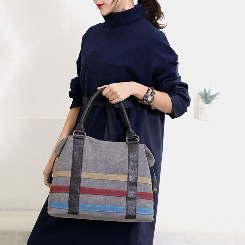 Dame Patchwork Canvas Håndtaske Crossbody Taske