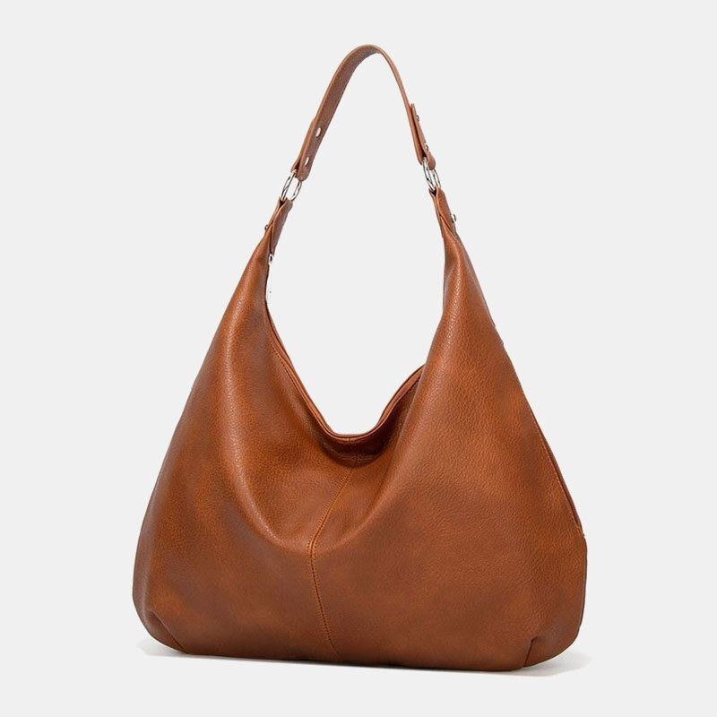 Dame Pu-læder Med Stor Kapacitet Vintage Skuldertaske Håndtaske Tote