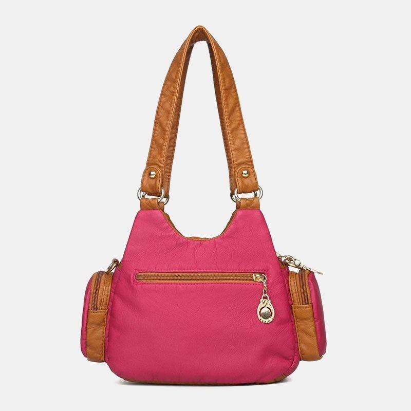 Dame Pu Læder Rhinestone Patchwork Vandtæt Vintage Skuldertaske Håndtaske Tote Crossbody Tasker