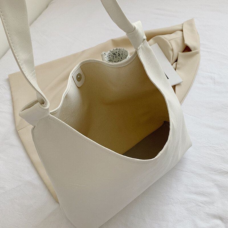 Dame Simple Soild Faux Fur Let Skuldertaske Vandtæt Fin Texture Stof Tote Håndtaske