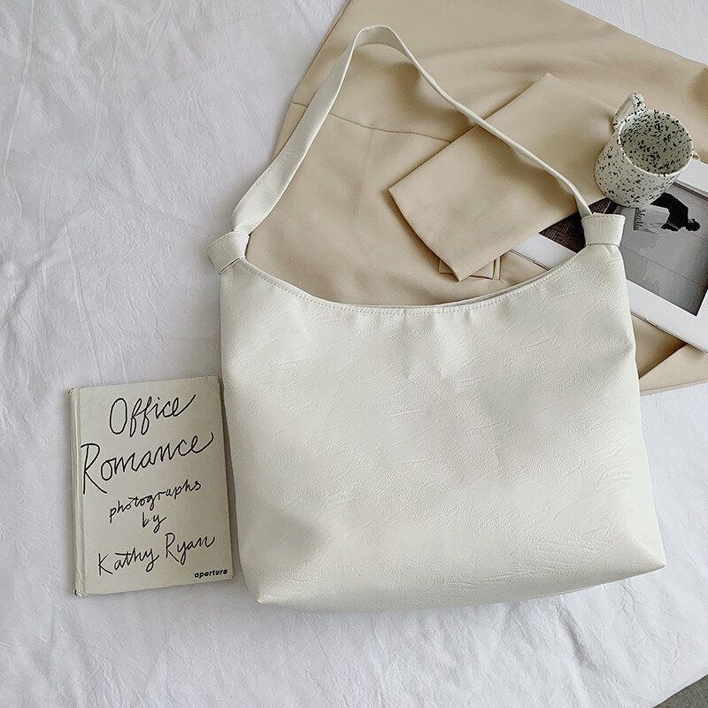 Dame Simple Soild Faux Fur Let Skuldertaske Vandtæt Fin Texture Stof Tote Håndtaske