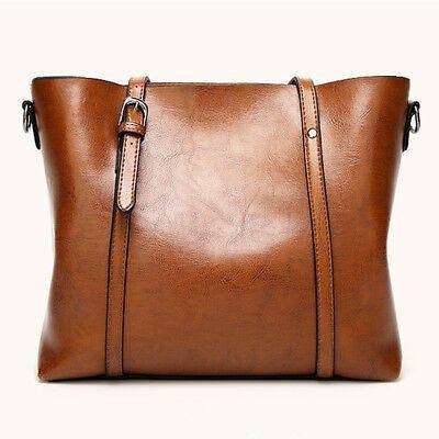 Dame Stor Retro Håndtaske Læder Indkøbstaske Crossbody Skulder Tote