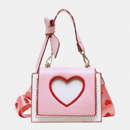 Dame Valentinsdag Hollow Out Love Broderet Crossbody Taske Skuldertaske Håndtaske
