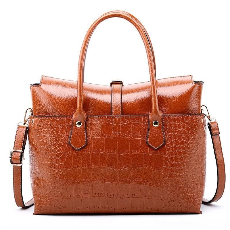 Damemode Retro Crocodile Handtaske Briefcase Skuldertaske