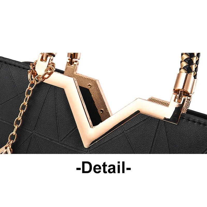 Elegant Dame Golden Top Håndtag Satchel Håndtaske Tote Pung Skuldertaske Med Perle Vedhæng