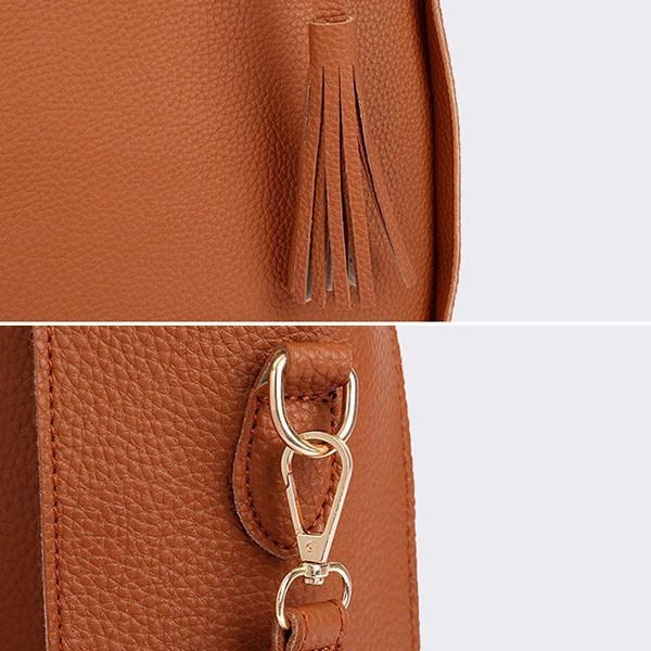 Herre 4 Stk Kvinder Pu Læder Håndtaske Kvast Fritid Crossbody Taske Solid Skuldertaske