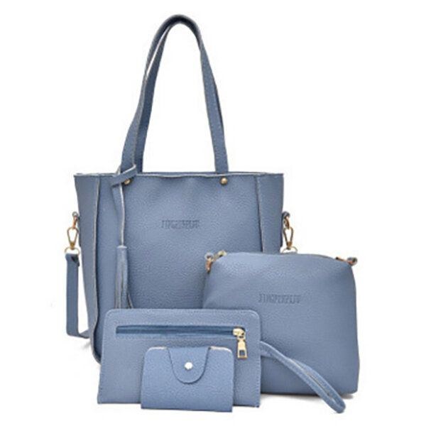 Herre 4 Stk Kvinder Pu Læder Håndtaske Kvast Fritid Crossbody Taske Solid Skuldertaske