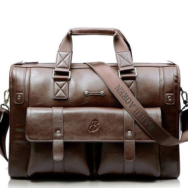 Herre Business Vintage Laptop Taske Briefcase Stor Kapacitet Vandret Håndtaske Rejsetaske