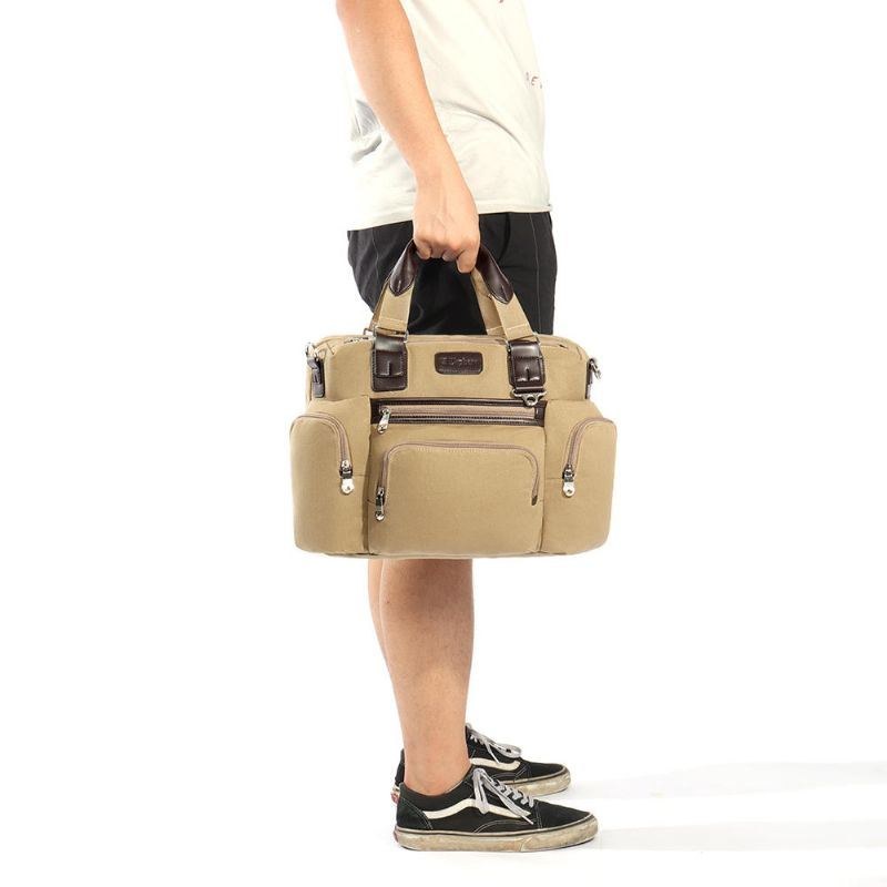 Herre Canvas Business Casual Travel Laptop Taske Håndtaske