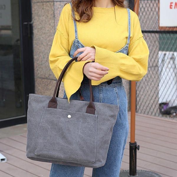 Vintage Simple Wild Tote Tasker Højkapacitets Håndtasker Til Kvinder