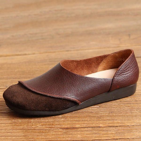 Blødt Læder Slip-on-mønster Til Kvinder Matcher Afslappede Flade Sko