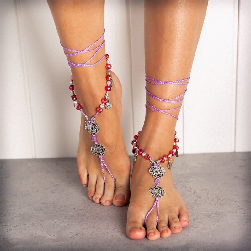 Bohemia Strikket Eksotisk Stil Med Perler Slip-on Afslappede Flade Sko