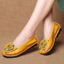 Dame Ægte Læder Håndlavet Blød Sål Casual Slip On Flats Loafers