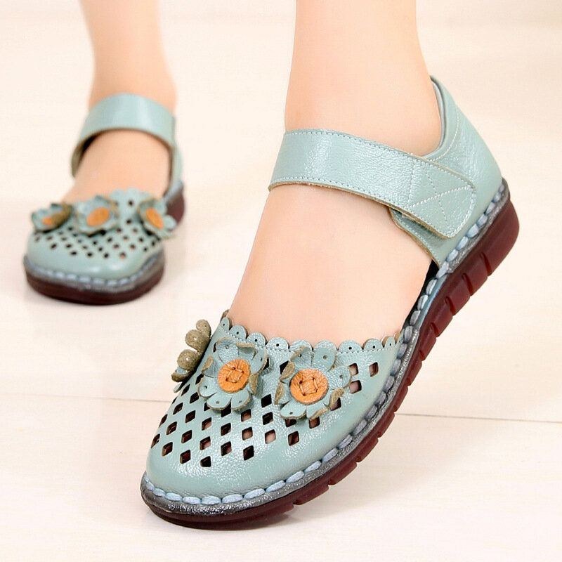 Dame Blomster Decor Hollow Comfy Krogløkke Casual Flats